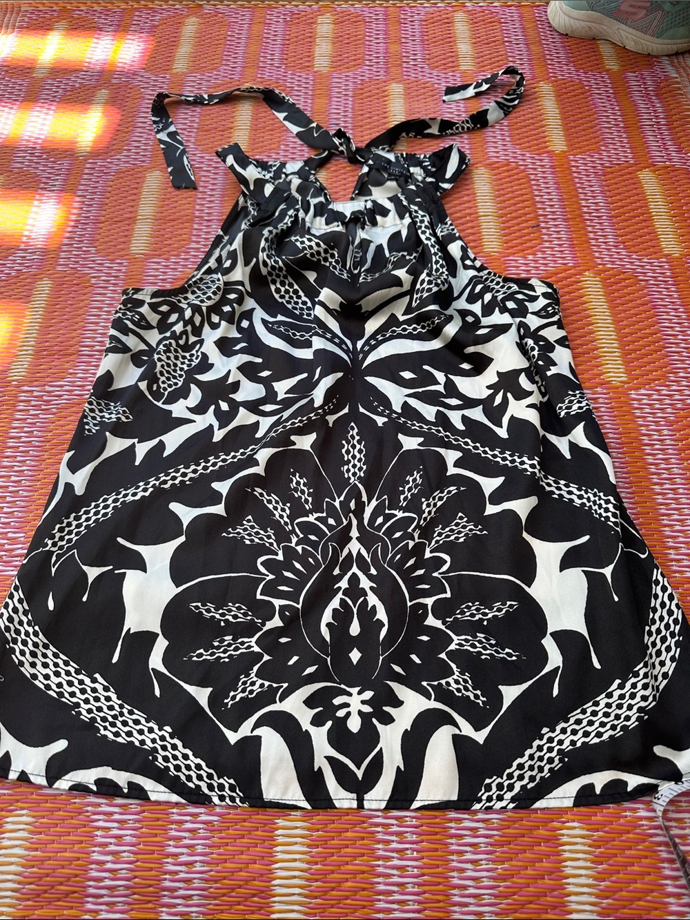 The Limited Black and White Halter Tie-Back Blouse